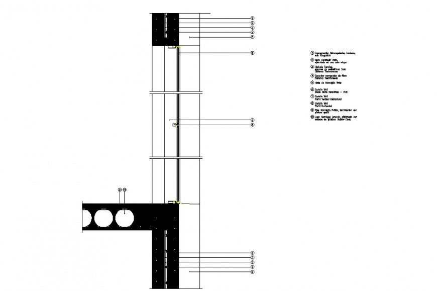 Detail of wall section 2d view CAD structural block layout autocad file