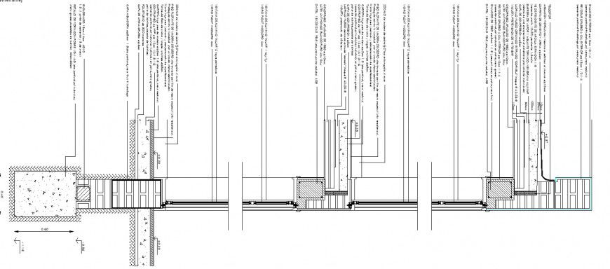 Detail of wall section 2d view CAD structural block layout file in dwg format