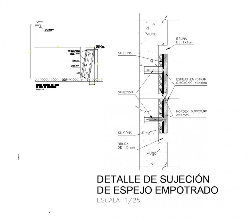 Detail of wall section plan dwg file