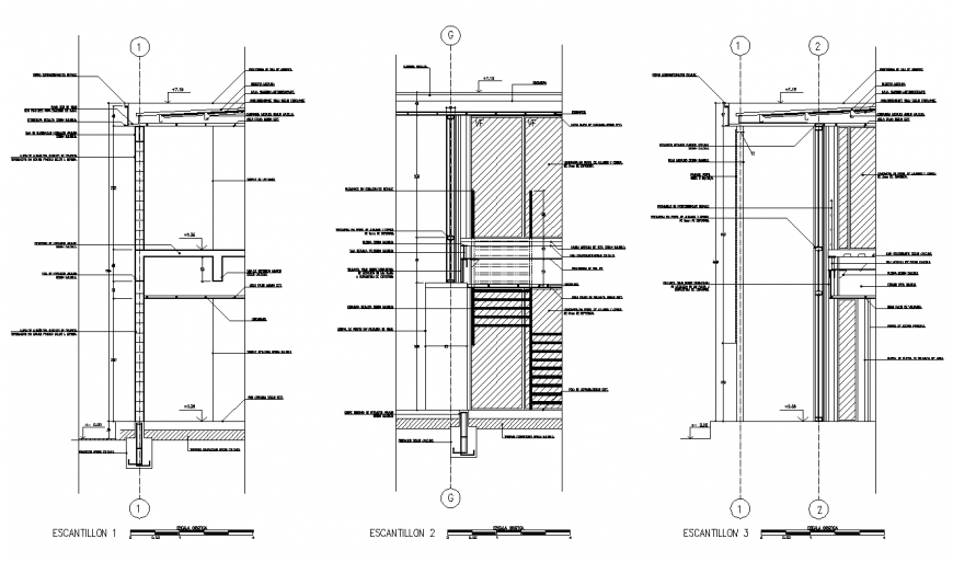 Detail of wall section structure 2d view layout autocad file