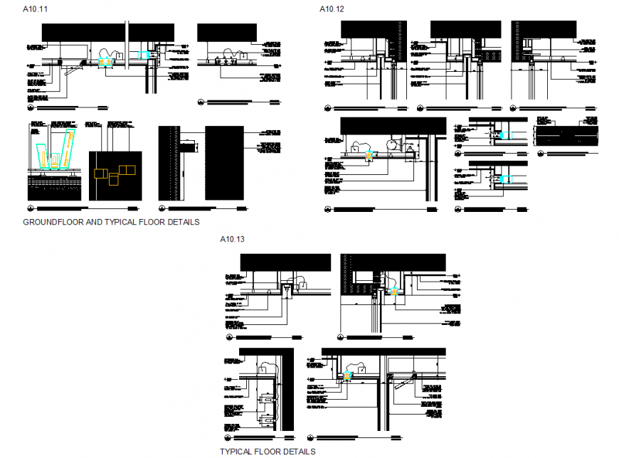 Detail of wall section typical floor autocad file