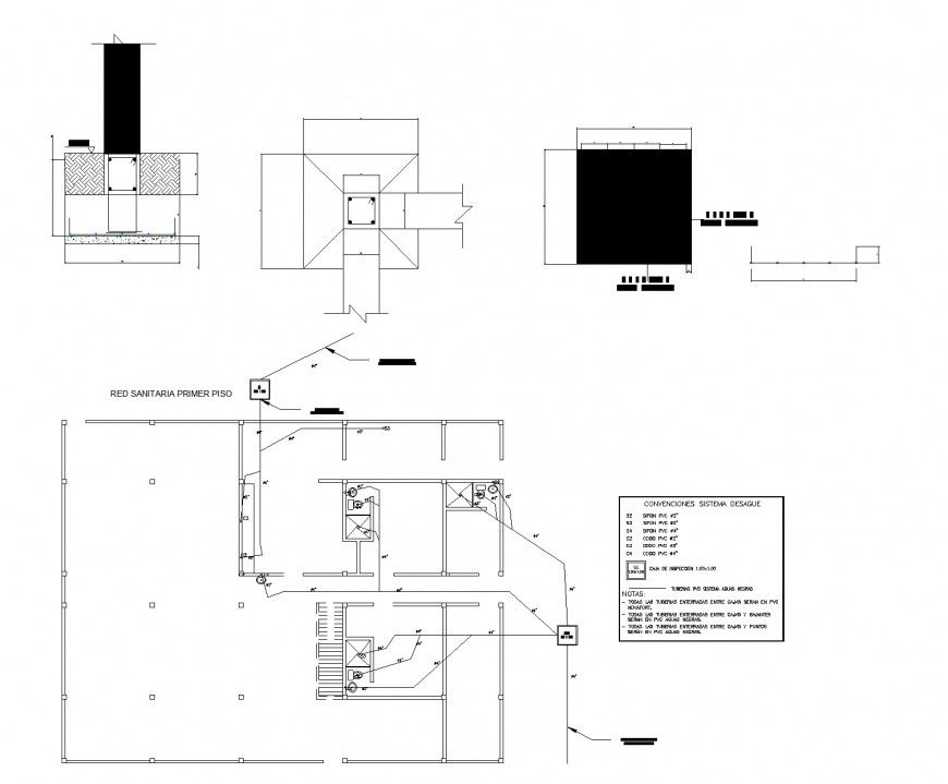 Detail of Water pipe line house plan dwg file