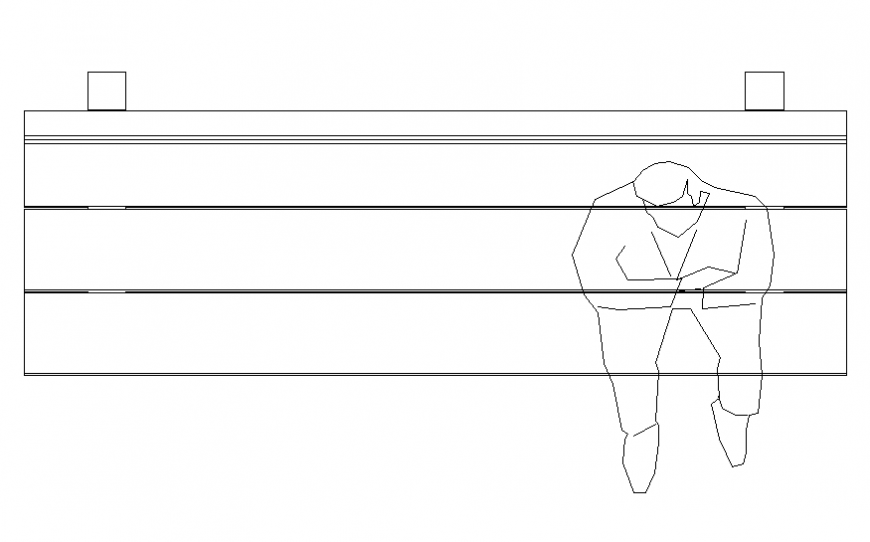 Detail of wooden bench plan dwg file