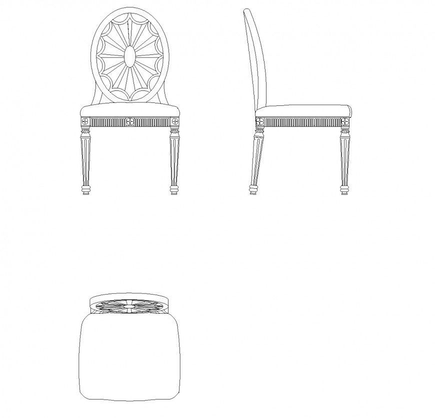 Detail of wooden chair plan dwg file