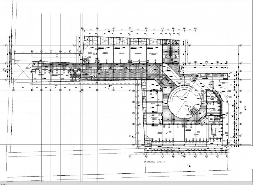 Detail of working business hub plan autocad file