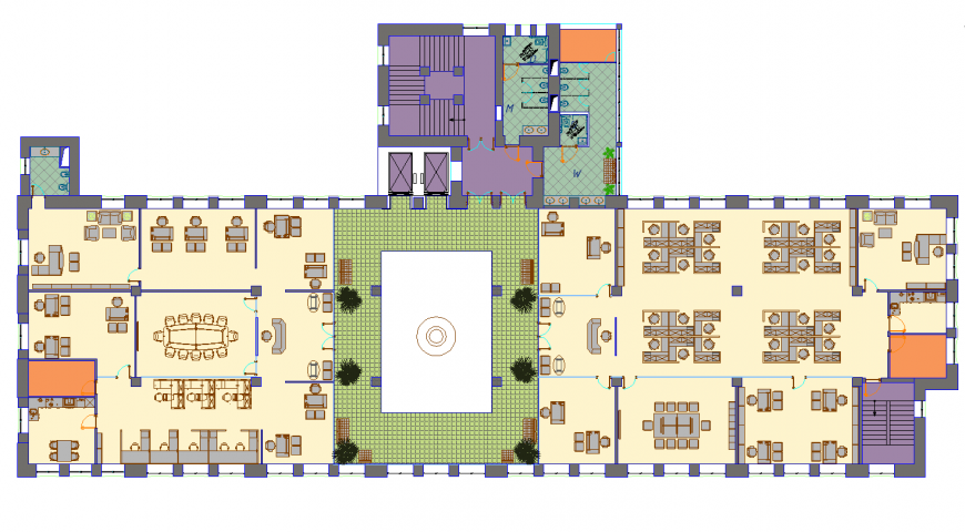 Detail office building plan and elevation layout autocad file
