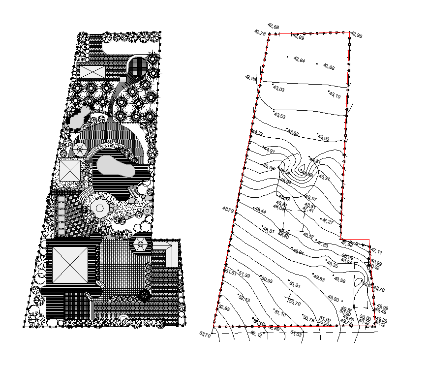 Detail park elevation and counter plan 2d view layout autocad file