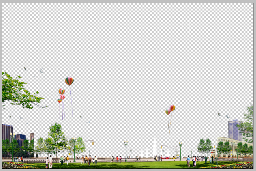 Detail park layout 3d model elevation PSD file