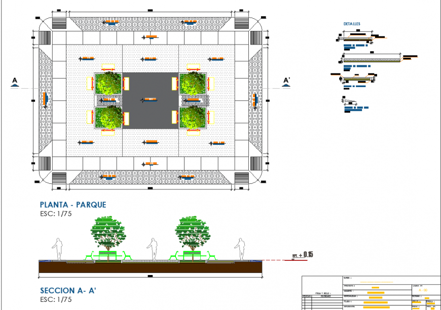 Detail park plan drawing in dwg file.