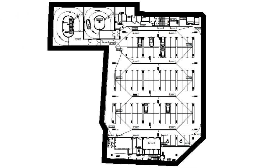 Detail parking commercial building plan autocad file