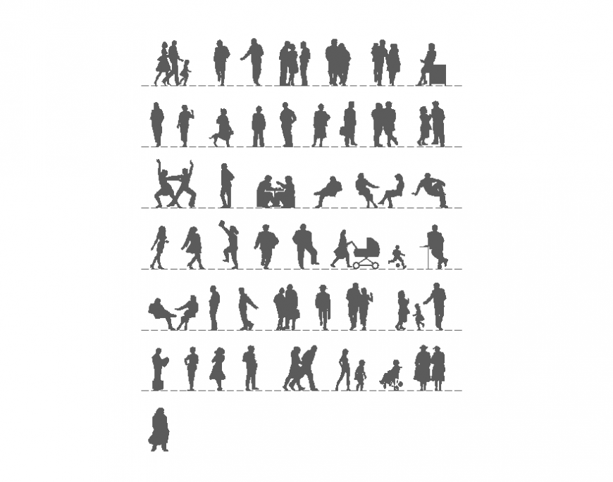 Detail people CAD blocks elevation 2d view layout autocad file