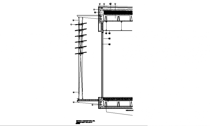 Detail placement sunshade with horizontal slat section detail dwg file