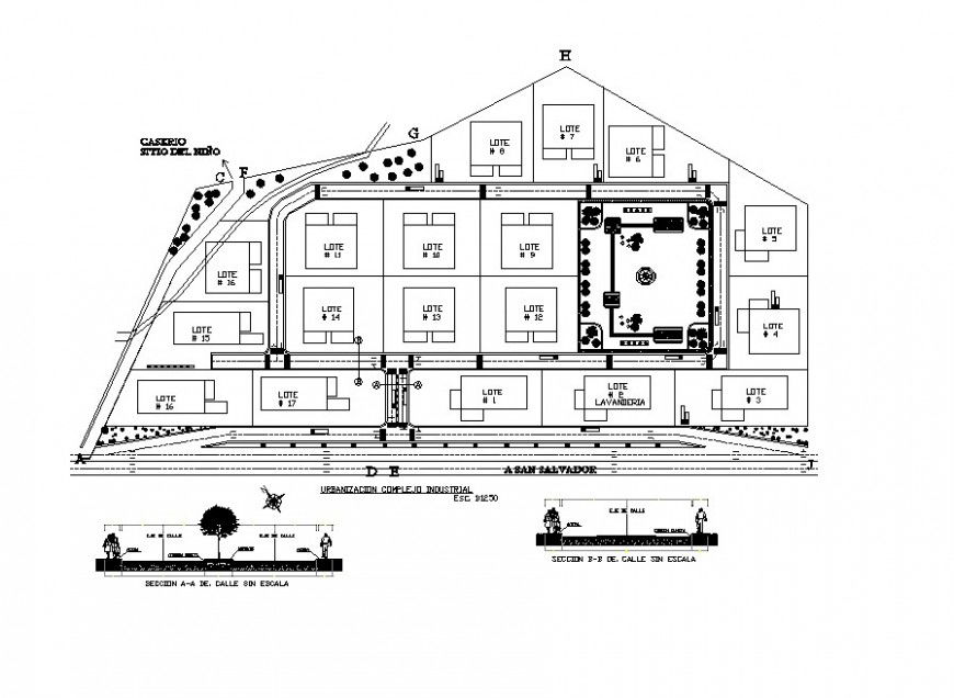 Detail plan and section of industrial building 2d view layout file in autocad format