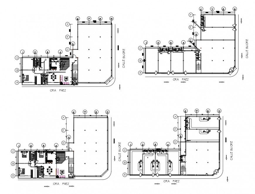 Detail plan of apartment building 2d view layout file in dwg format