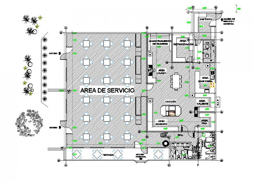 Detail plan of small restaurant building block autocad file