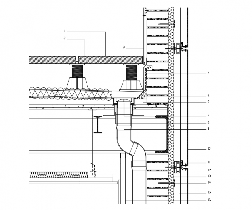 Detail predoma facade with steel structure drawing details dwg file