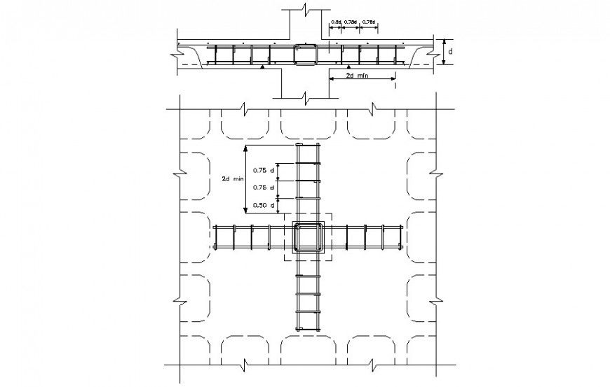 Detail RCC structural block 2d view in dwg format