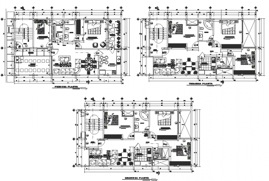 Detail residential housing multi-storey elevation autocad file