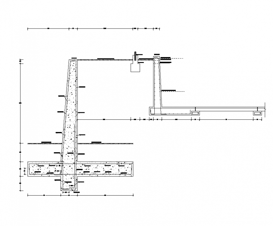 Detail retaining wall structure 2d view layout CAD construction autocad file