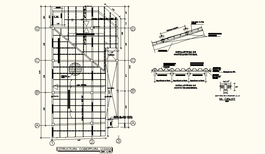 Detail roof plan elevation and plan autocad file