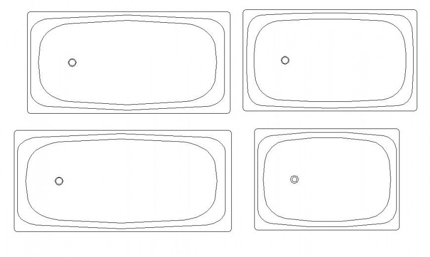 Detail Sanitary and bathroom block of bath-tub 2d view layout file in dwg format