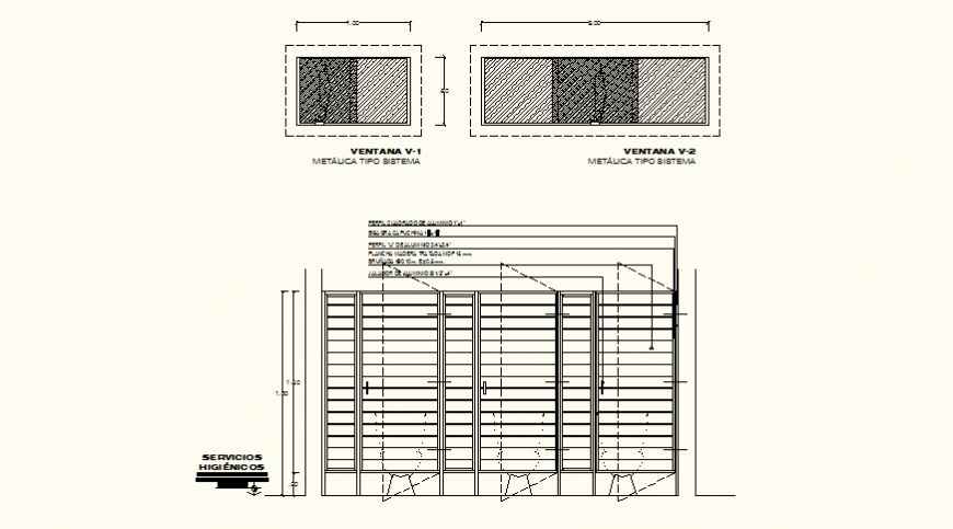 Detail sanitary and toilet system elevation layout plan