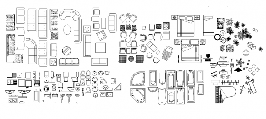 Detail sanitary blocks and furniture CAD symbols elevation 2d view autocad file