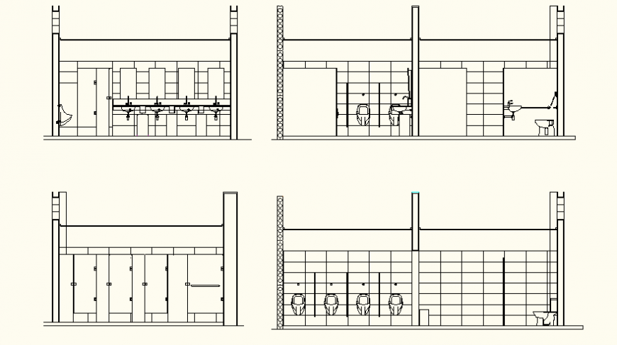 Detail sanitary toilet elevation and plan dwg file