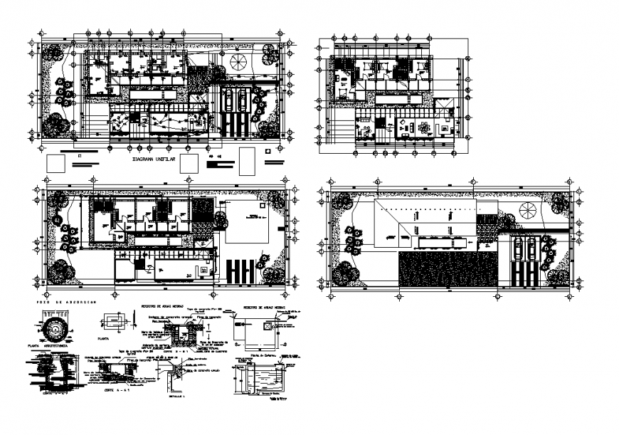 Detail school institute building plan and elevation layout 2d view dwg file