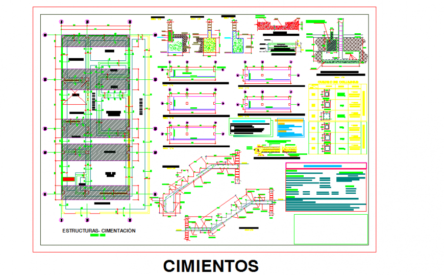 Detail section, foundation, Stair structure design