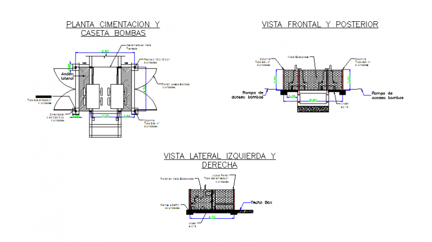 Detail section drawing of booth for hydraulic pump design