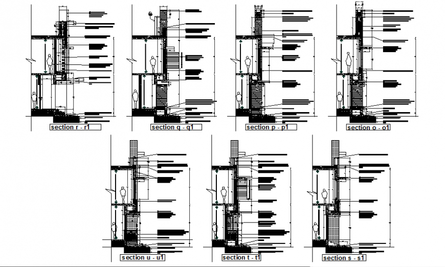 Detail section drawing of bungalow balcony in dwg file.