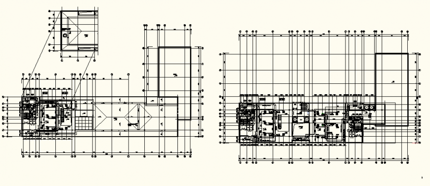Detail section layout plan of an office building