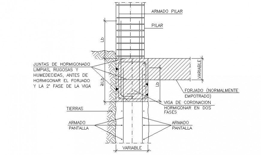 Detail sectional of Column and beam structure AutoCAD file