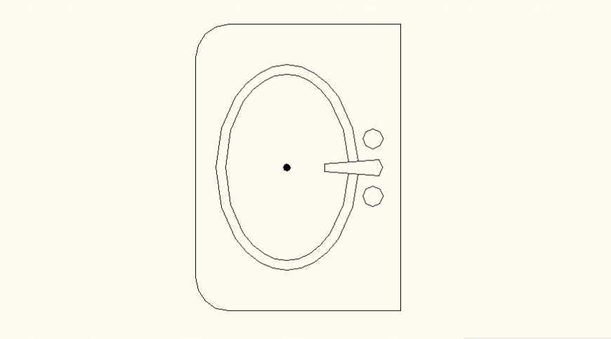 Detail sink rectangular shape elevation and plan layout file