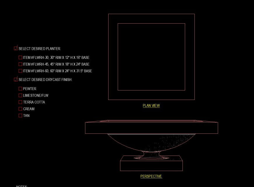 detail Square shape planter drawing in dwg file.