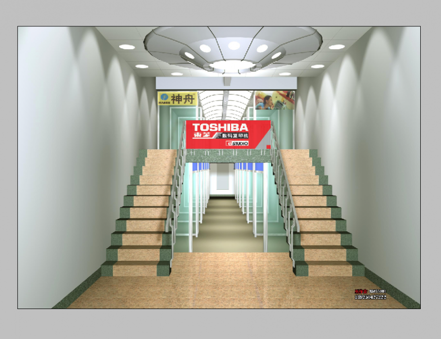 Detail store structure interior elevation 3d model PSD file