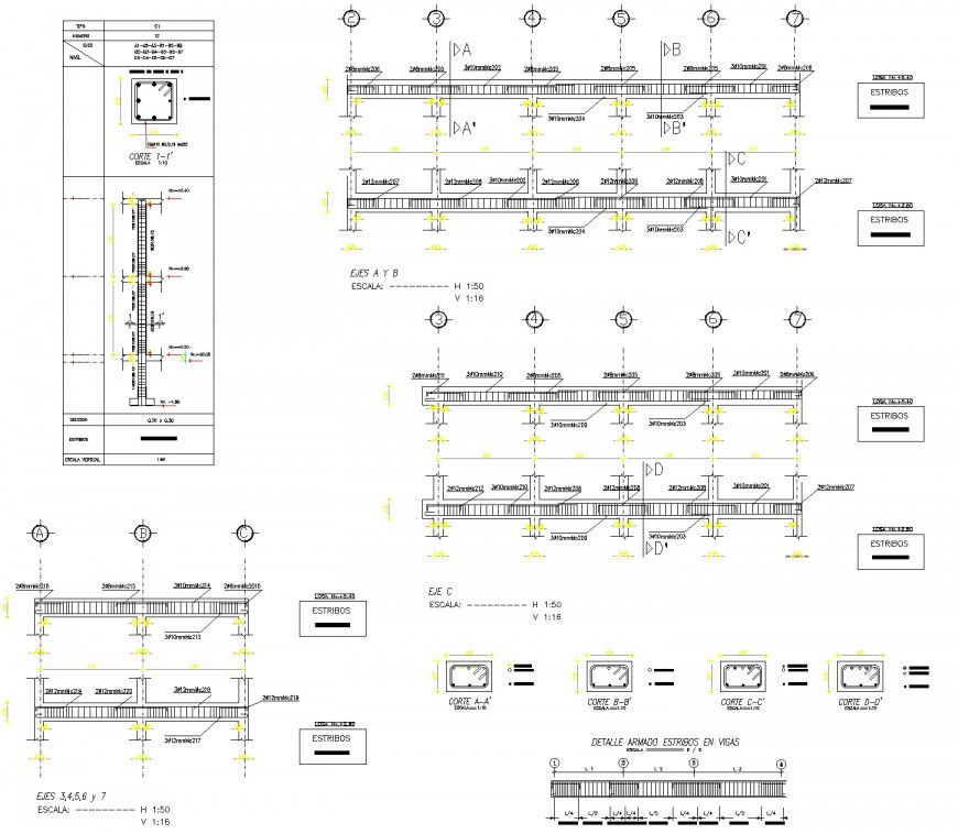 Detail structural plan 2 floors plan dwg file