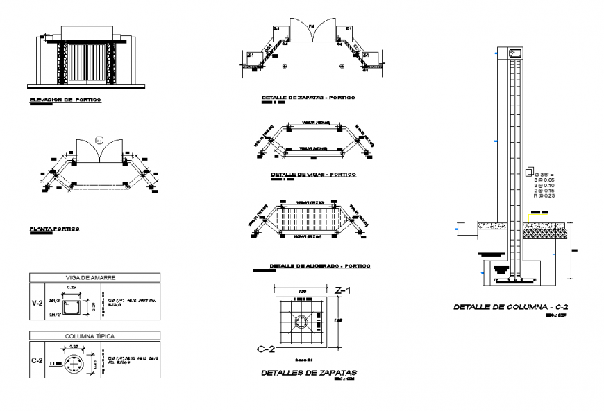Detail structural plan of column elevation autocad file
