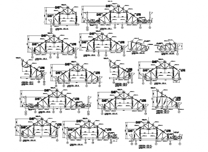 Detail structure armed concrete with truss area dwg file