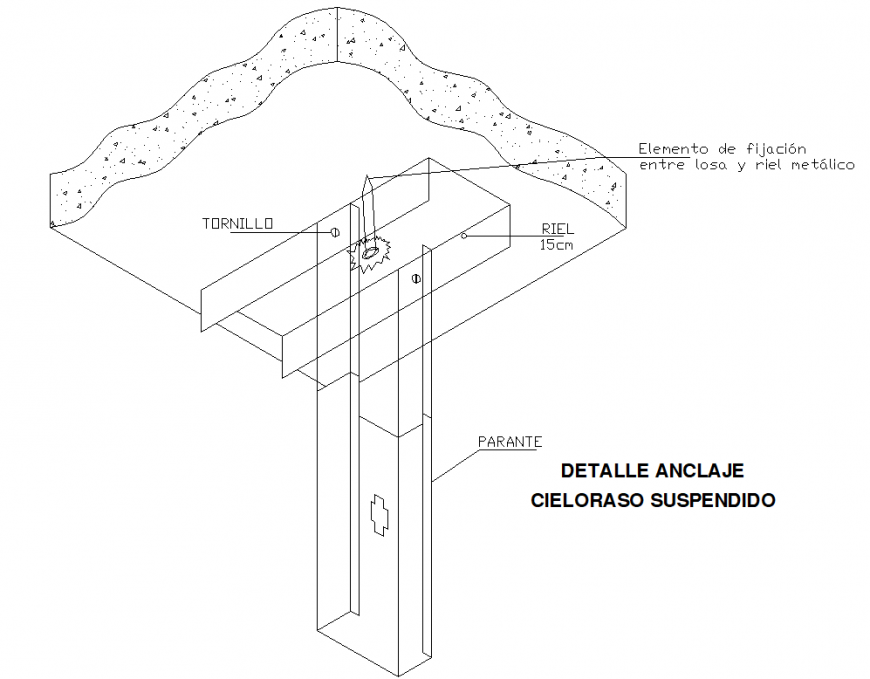 Detail suspended ceiling anchor section plan layout file