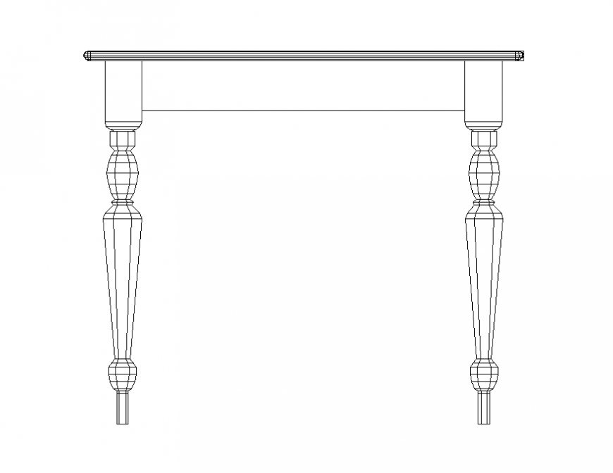 Detail table elevation 2d view layout autocad file