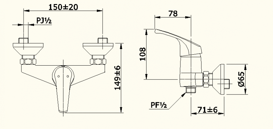 Detail tap side elevation layout file