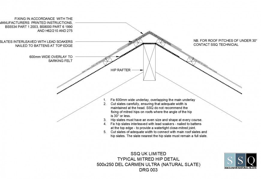 Detail typical mitred hip detail layout file