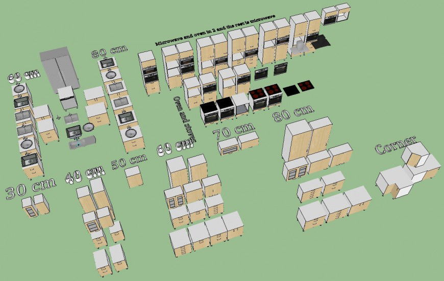 Detail various kitchen appliances block sketch-up file