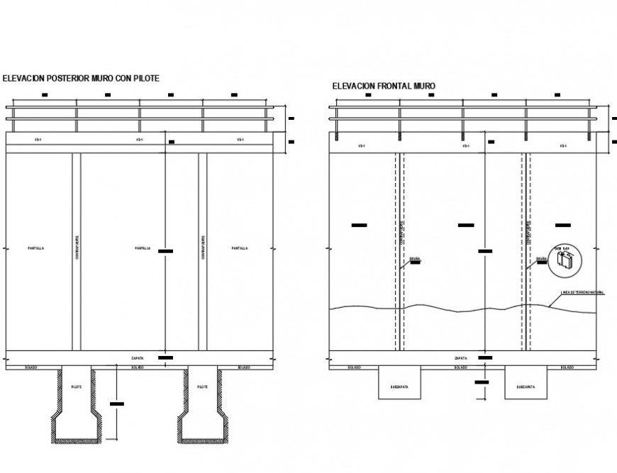 Detail wall elevation and plan layout file
