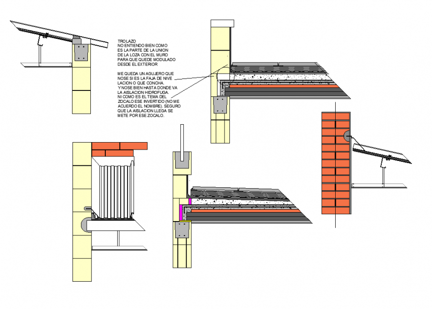 Detail wall section 3d model layout autocad file