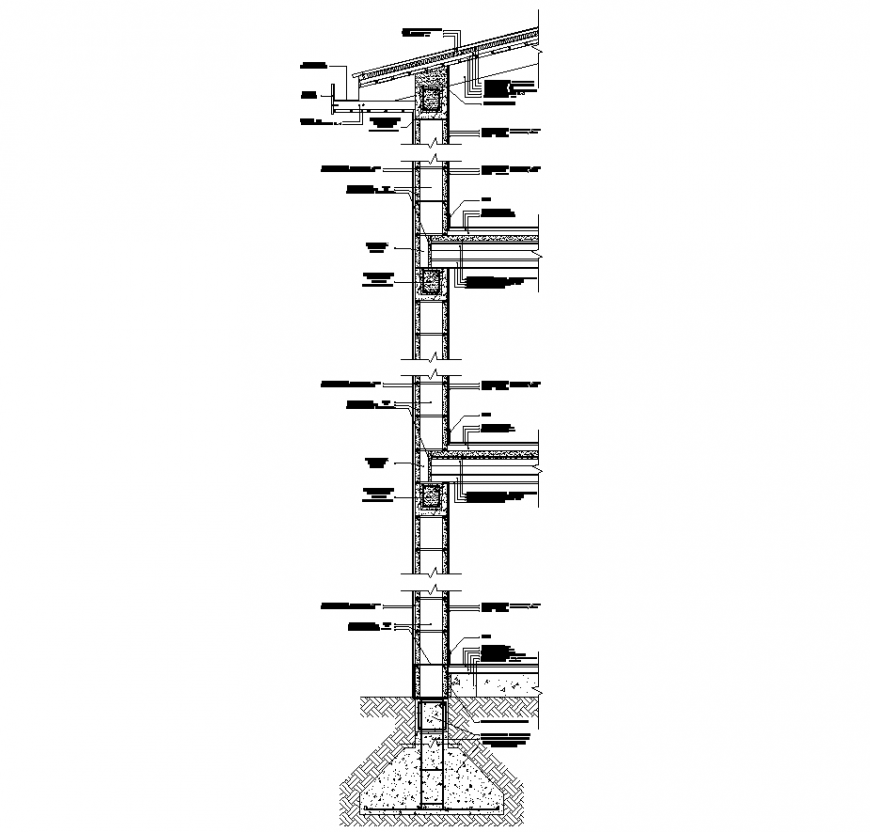 detail Wall section drawing of building in dwg file.