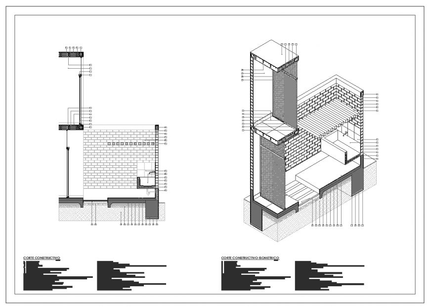 Detail wall section of building elevation layout file