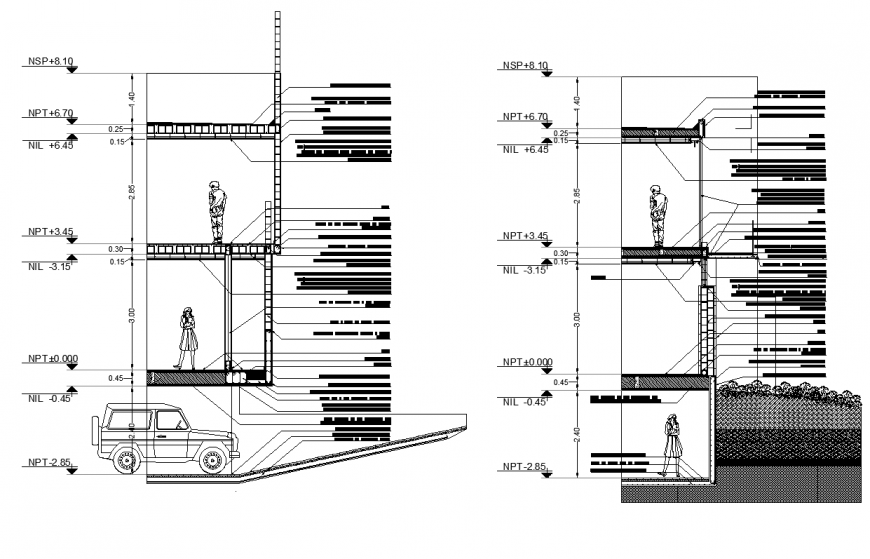 Detail wall section plan and elevation autocad file